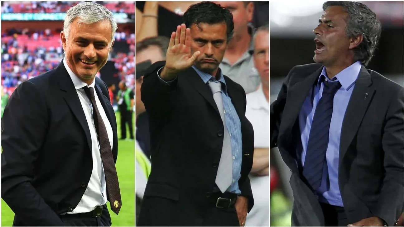 Three images of José Mourinho during matches Three images of José Mourinho during matches