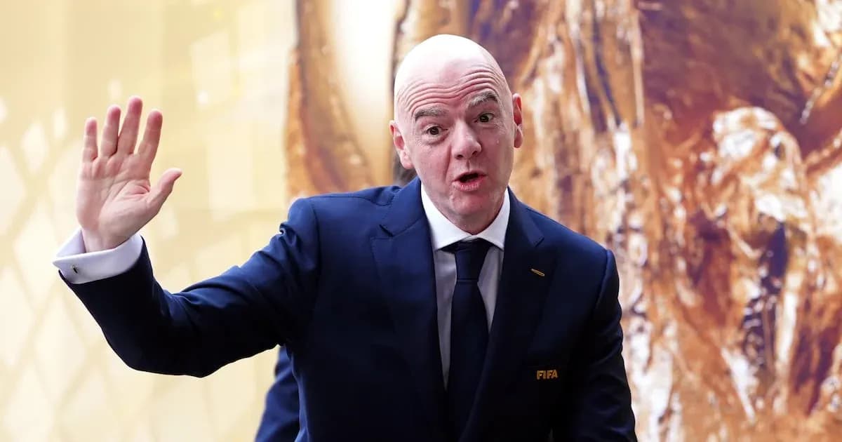 FIFA official gesturing during event presentation FIFA official gesturing during event presentation