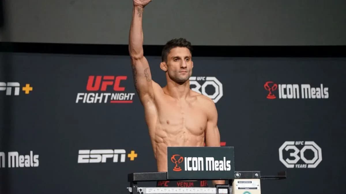 Fighter weighing in at UFC Fight Night event Fighter weighing in at UFC Fight Night event