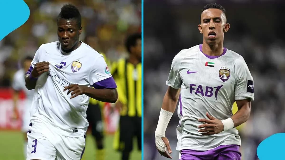 Two players from Al Ain FC during match Two players from Al Ain FC during match