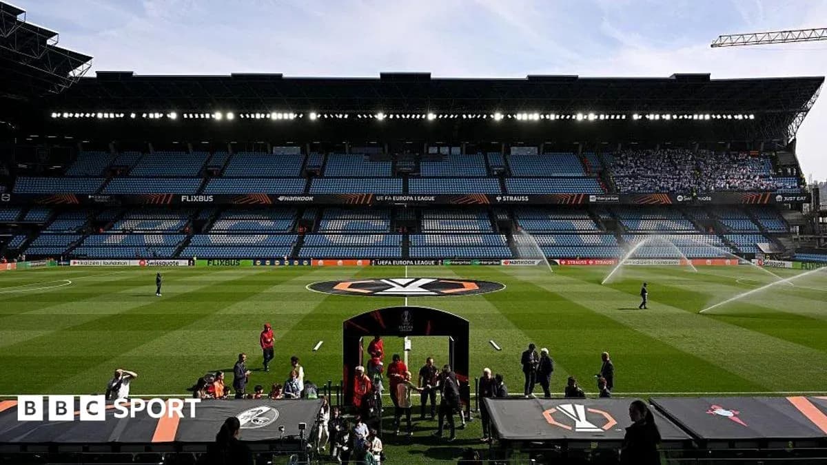 Stadium preparing for UEFA Europa League match Stadium preparing for UEFA Europa League match
