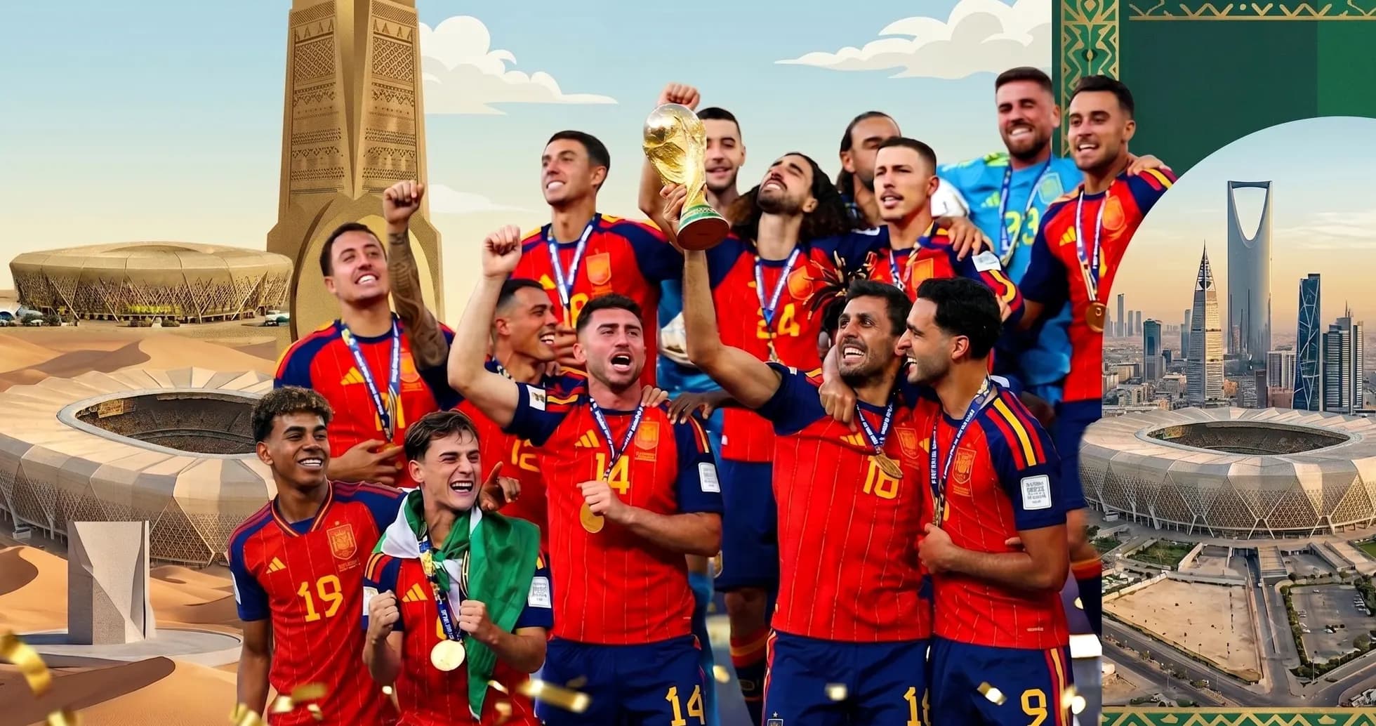 Ispaniya futbol jamoasi, Jahon kubogini ko'tarib turibdi Ispaniya futbol jamoasi, Jahon kubogini ko'tarib turibdi
