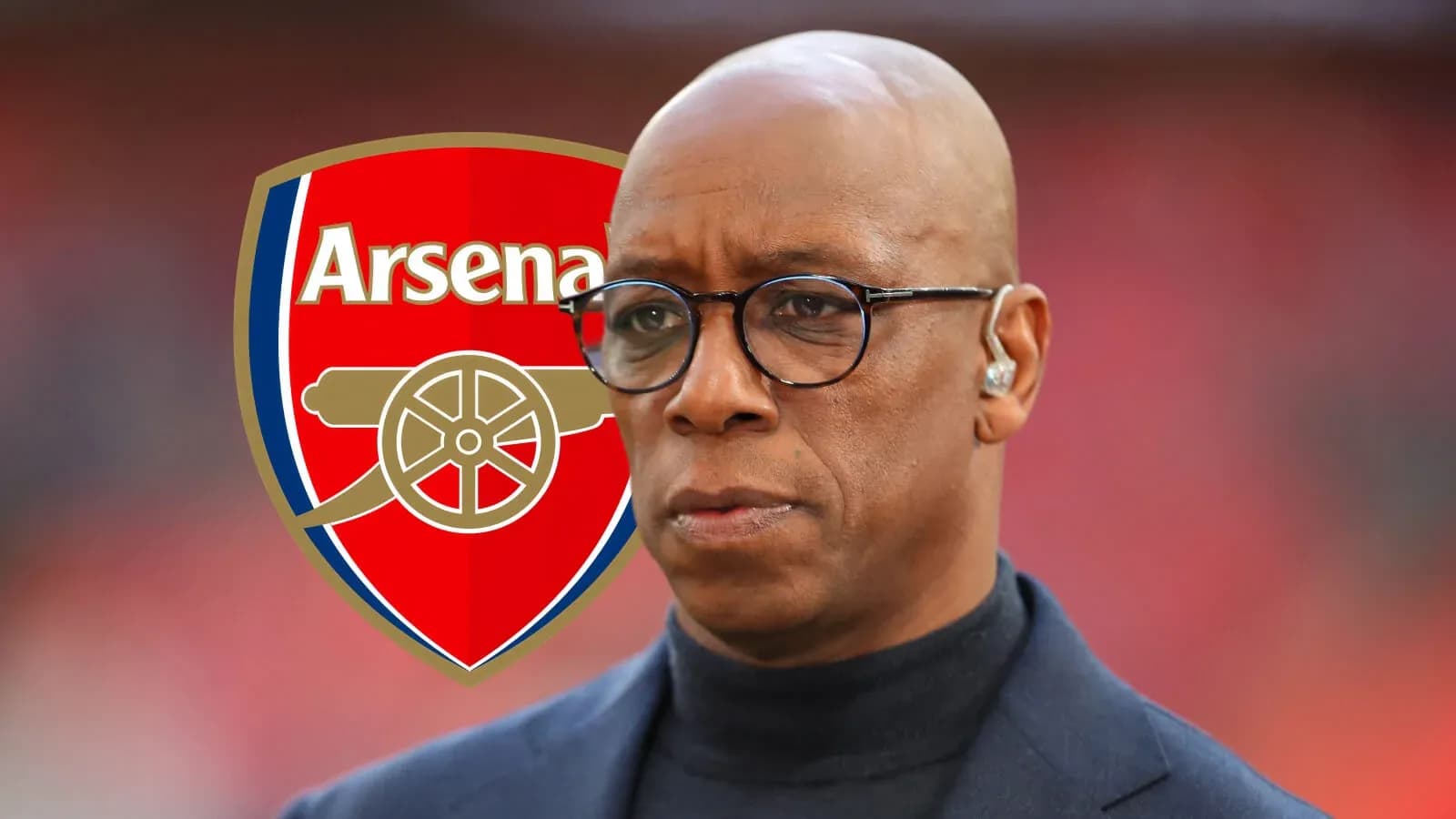 Arsenal logo with man in glasses and headset Arsenal logo with man in glasses and headset