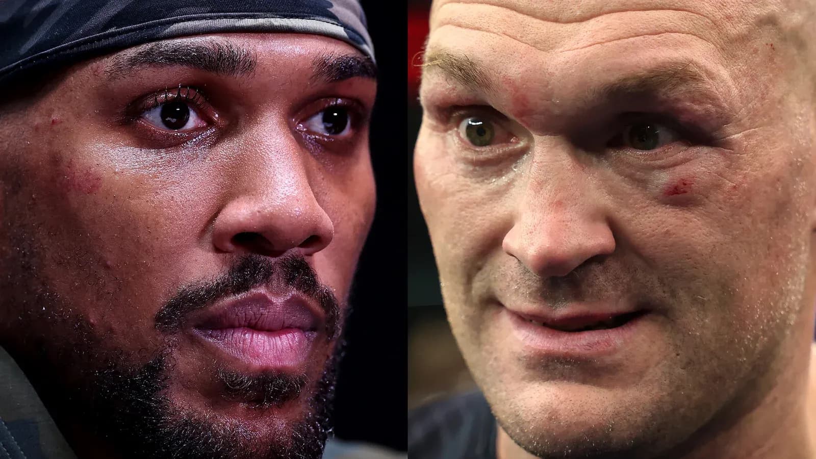 Boxers face-off before match with intense expressions Boxers face-off before match with intense expressions