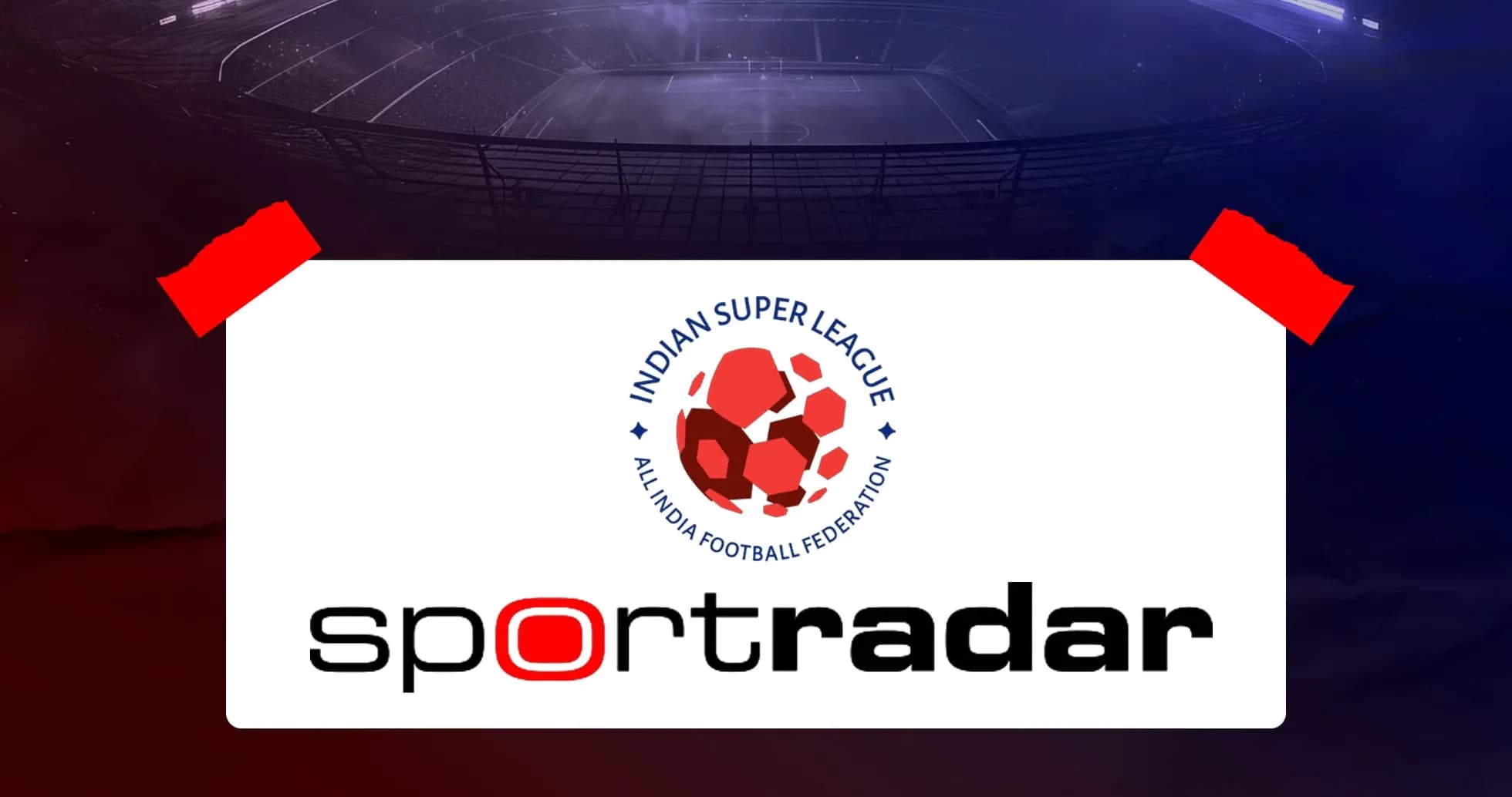 Indian Super League logo with sports venue background Indian Super League logo with sports venue background