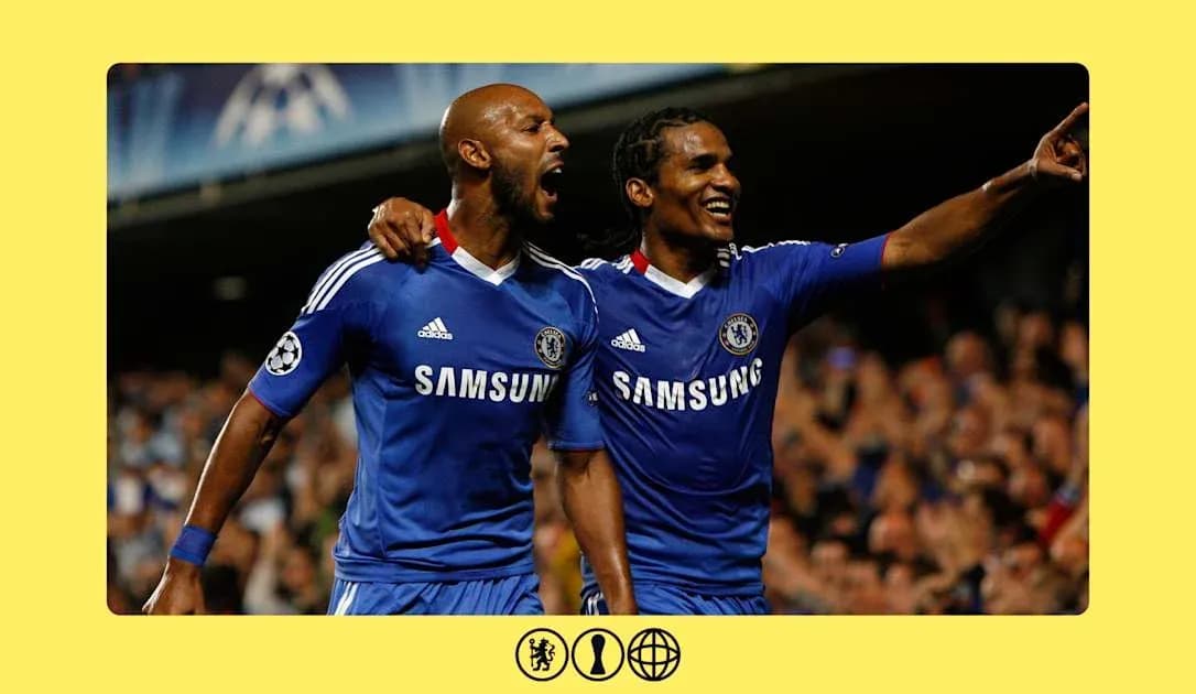 Ikkita Chelsea futbolchisi gol urganidan keyin nishonlayapti Ikkita Chelsea futbolchisi gol urganidan keyin nishonlayapti