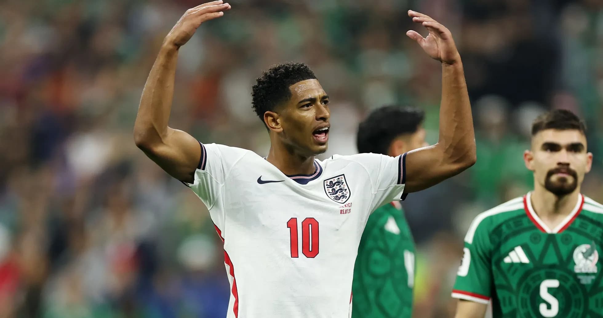 England player gesturing during match against Mexico England player gesturing during match against Mexico