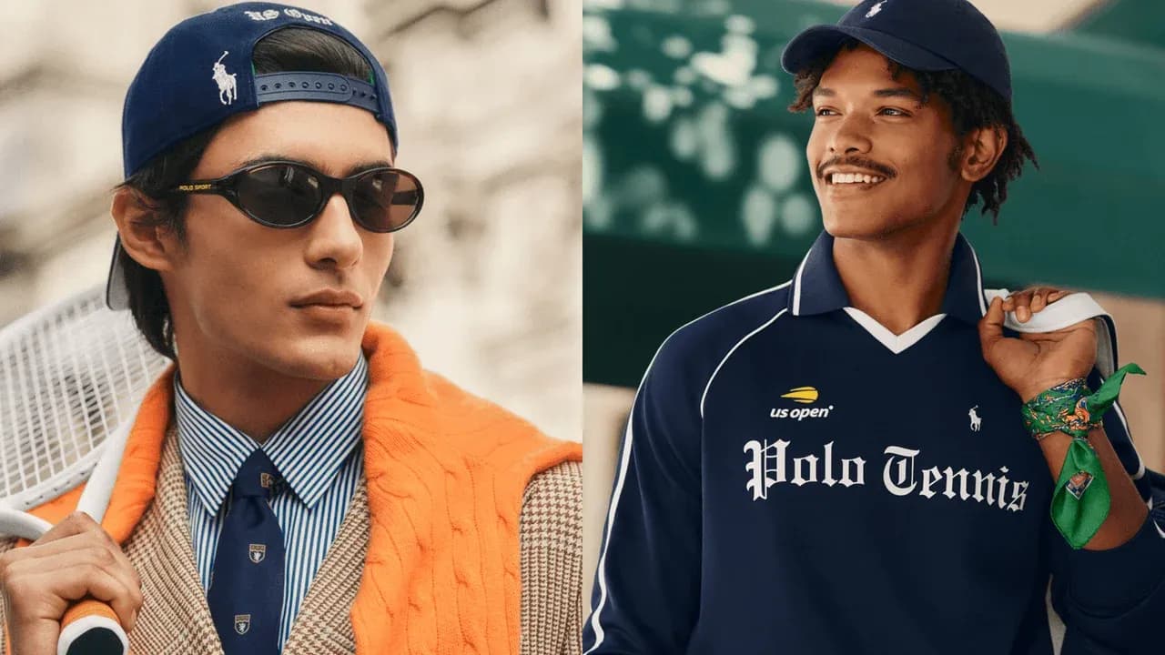 Two models showcasing tennis fashion styles Two models showcasing tennis fashion styles
