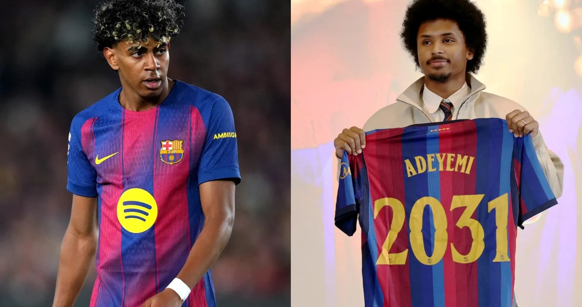 Barcelona player and new signing holding jersey Barcelona player and new signing holding jersey