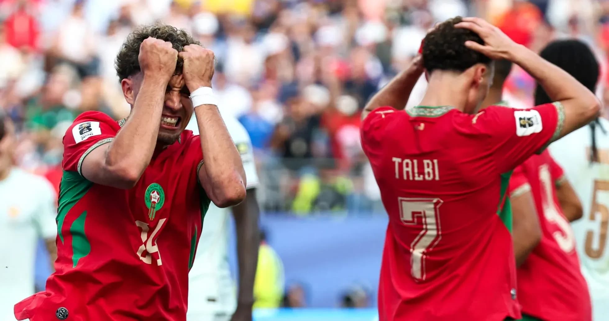 Moroccan players reacting during a match Moroccan players reacting during a match