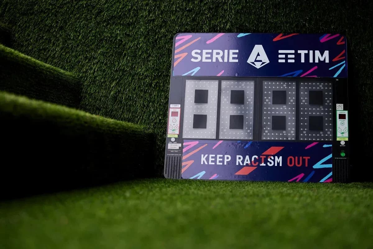 Serie A scoreboard with 'Keep Racism Out' message Serie A scoreboard with 'Keep Racism Out' message