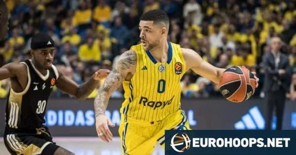 Basketball player dribbling past defender during game Basketball player dribbling past defender during game