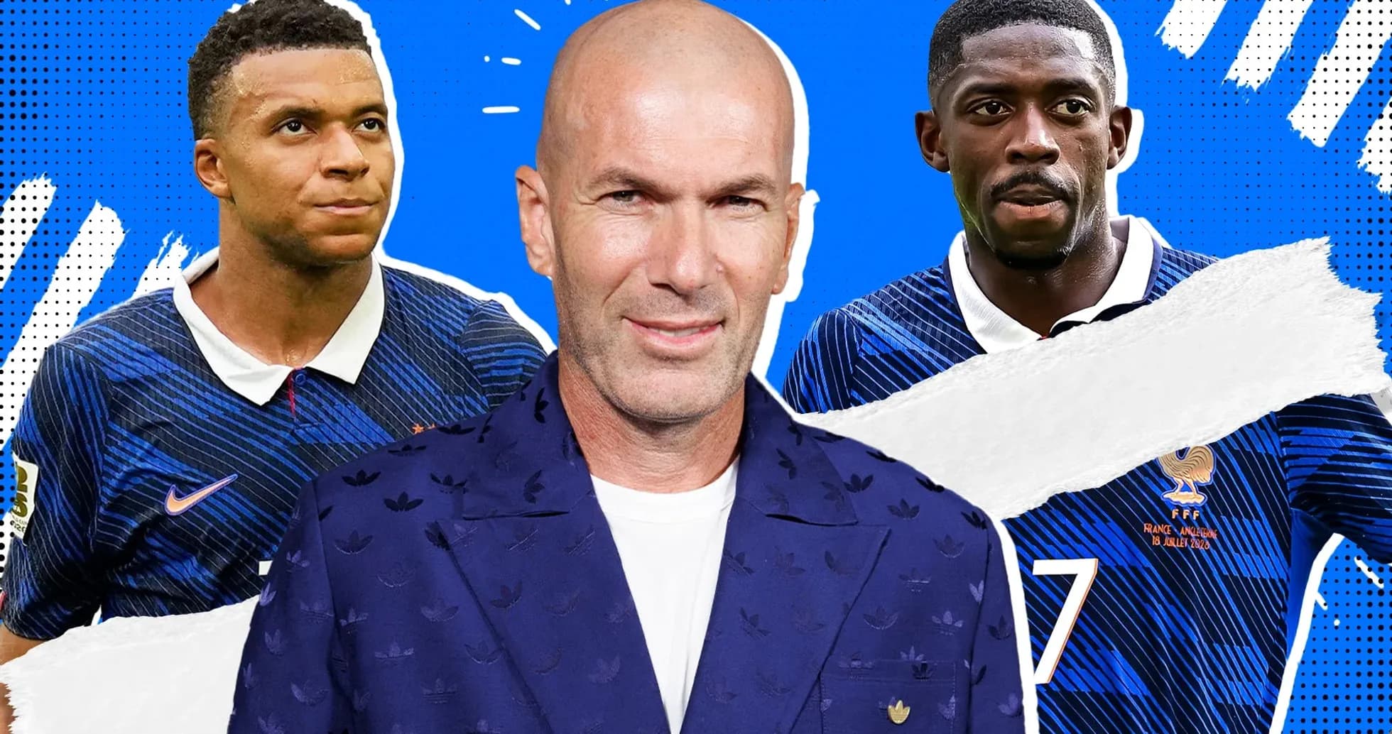 Zinédine Zidane with Kylian Mbappé and Ousmane Dembélé Zinédine Zidane with Kylian Mbappé and Ousmane Dembélé