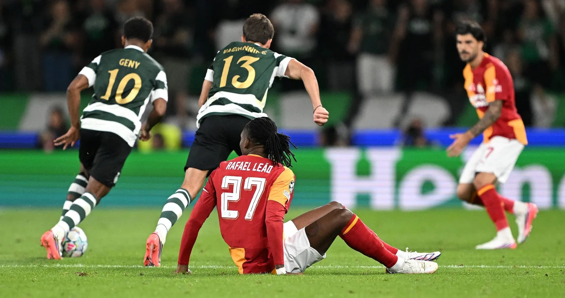 Rafael Leão sitting on the ground during match Rafael Leão sitting on the ground during match