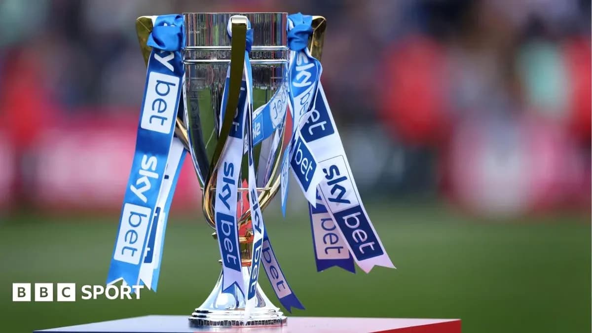 Sky Bet trophy on display at the stadium Sky Bet trophy on display at the stadium