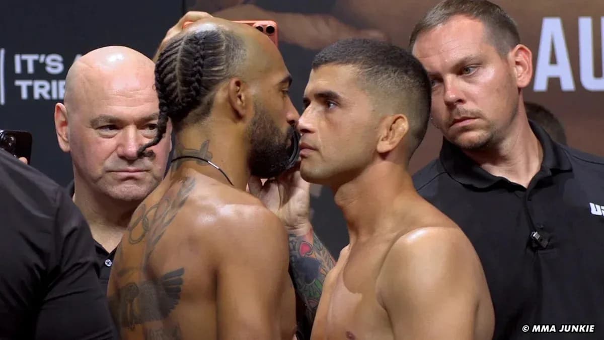Fighters facing off at weigh-in event Fighters facing off at weigh-in event
